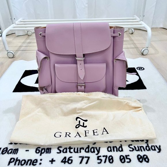 Grafea Made in England Leather Backpack - Lilac Purple Colorway main image 7